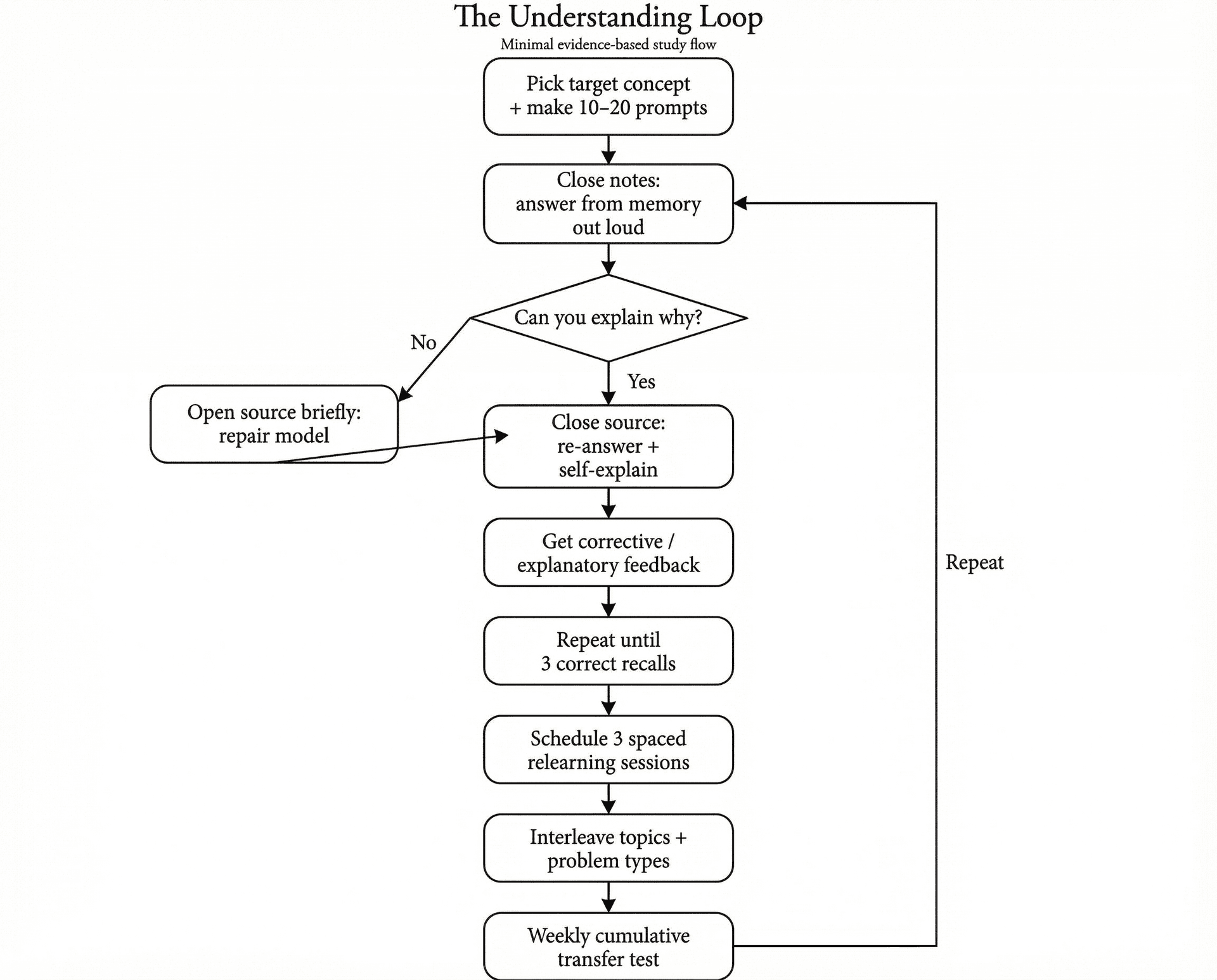 The Understanding Loop - evidence-based study flow
